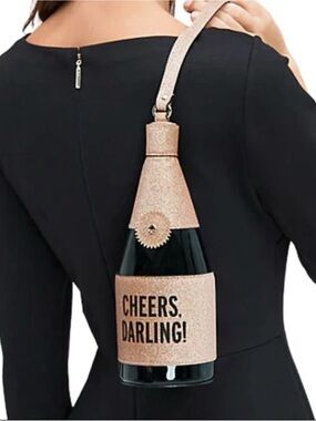 KATE SPADE CHESTNUT STREET 3D CHEERS DARLING CHAMPAGNE BOTTLE WRISTLET CLUTCH